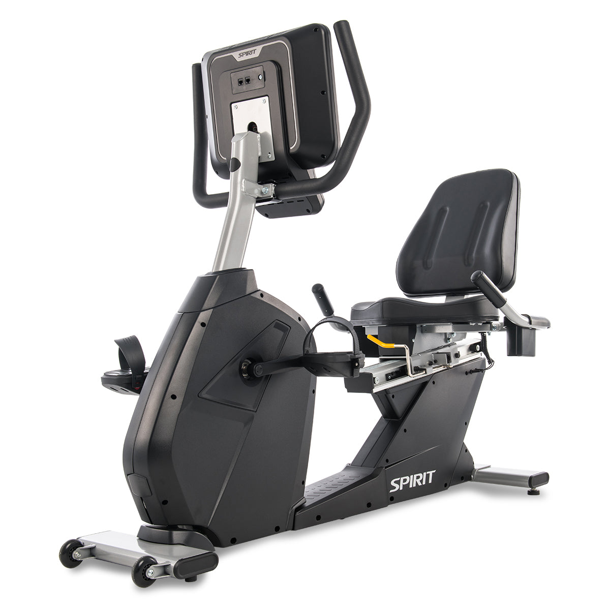 Spirit Fitness CR800 ENT recumbent bike with interactive touchscreen display