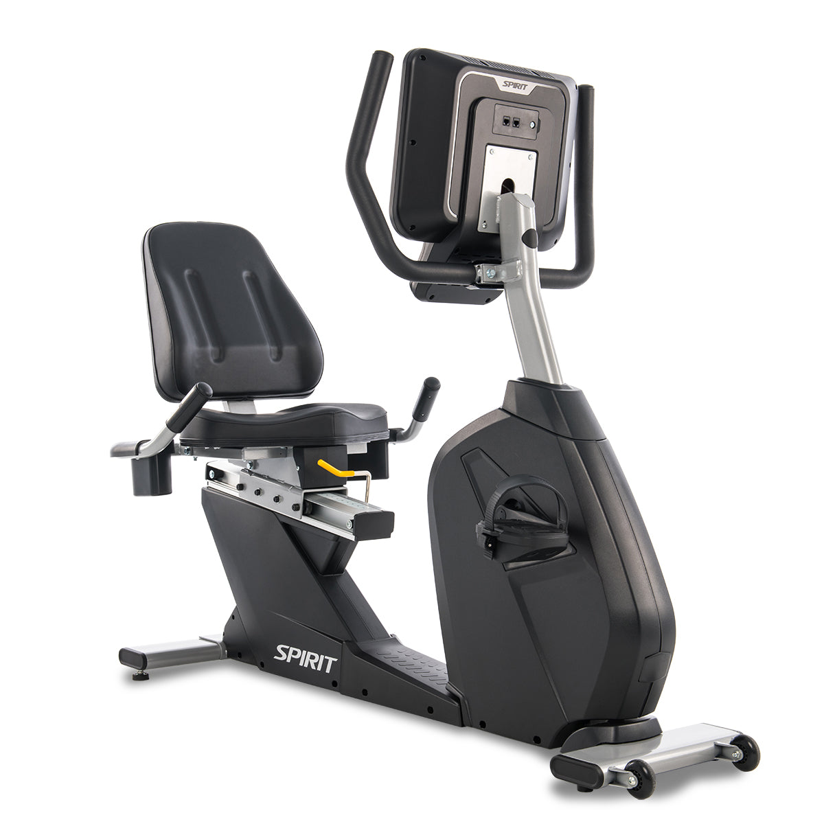 Spirit Fitness CR800 ENT recumbent bike with interactive touchscreen display