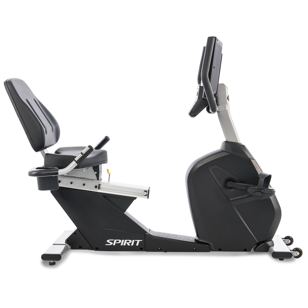 Spirit Fitness CR800 ENT recumbent bike with interactive touchscreen display