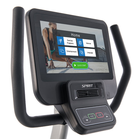 Spirit Fitness CR800 ENT recumbent bike with interactive touchscreen display