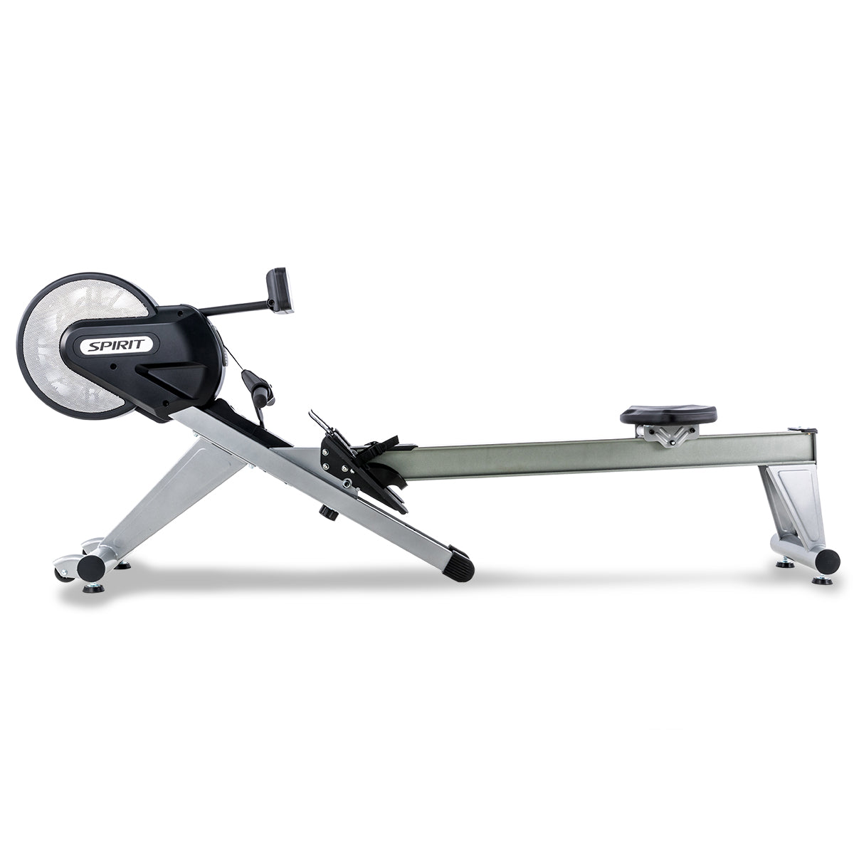 Spirit Fitness CRW800 light commercial rower with LCD display and adjustable resistance buttons on oar handle