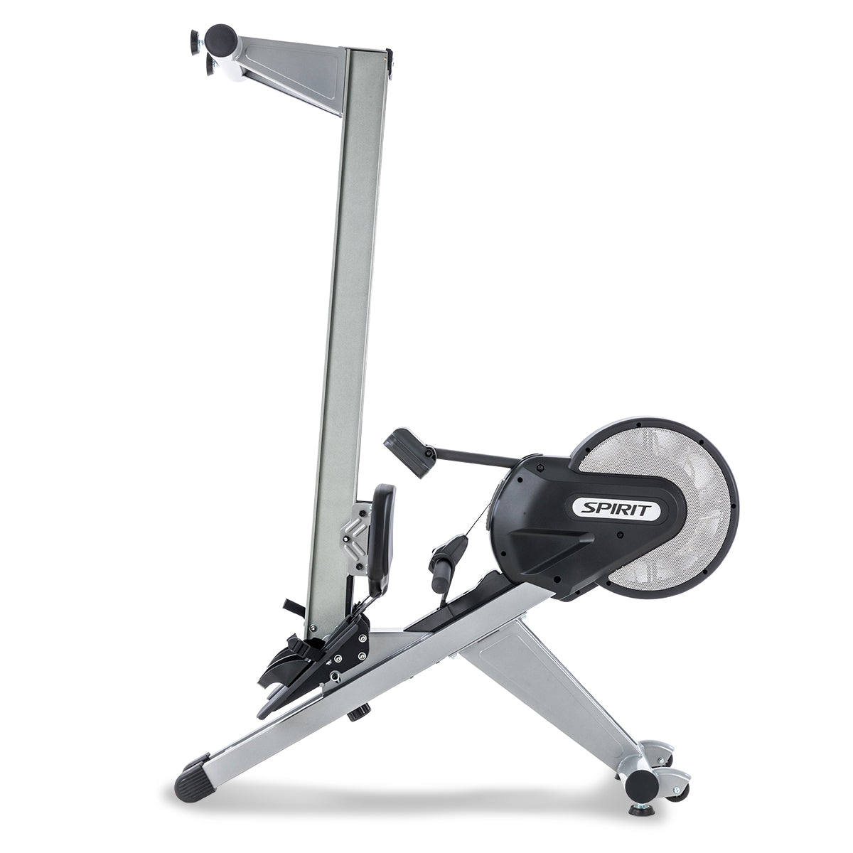 Spirit Fitness CRW800 light commercial rower with LCD display and adjustable resistance buttons on oar handle