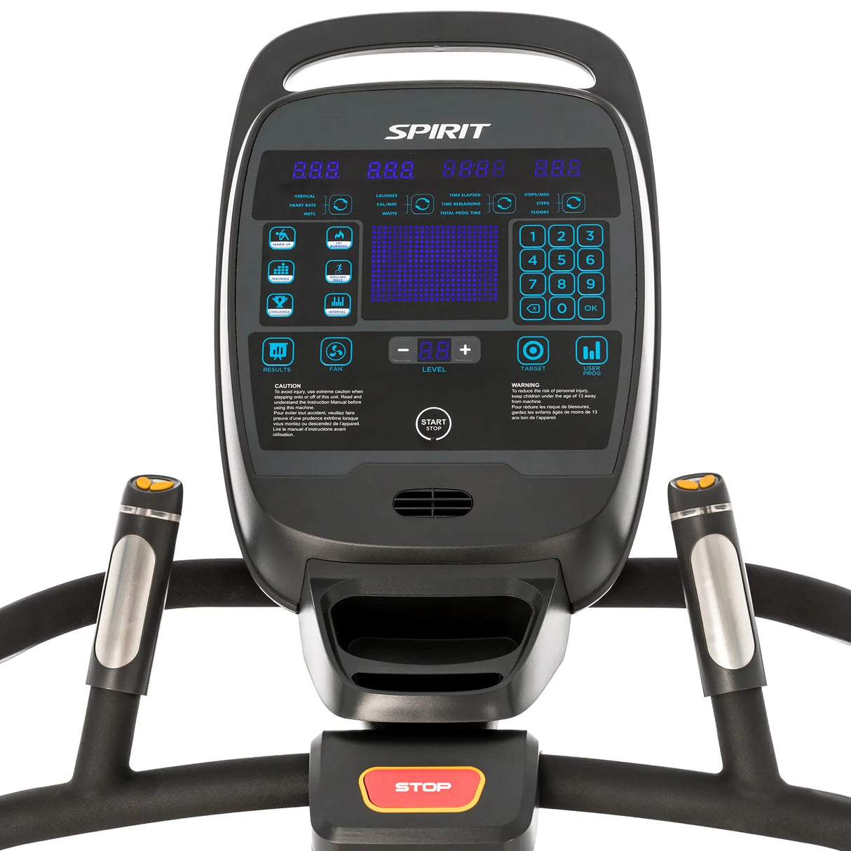 Spirit Fitness CSC900 commercial grade stair climber with heart rate pulse sensors and extra large stairs
