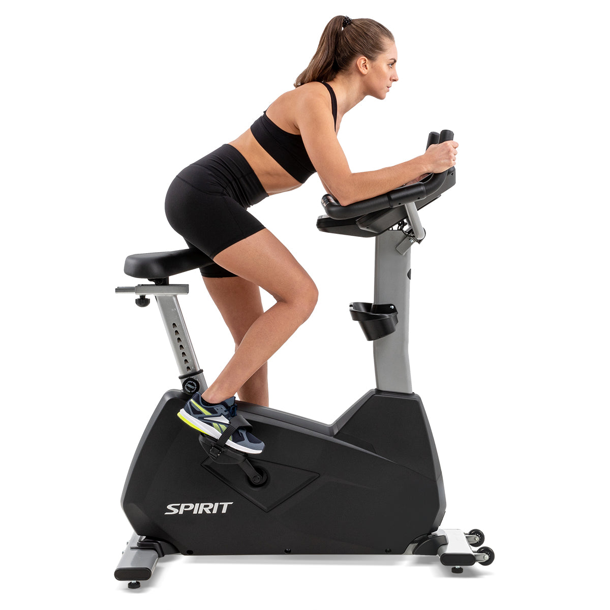 Spirit Fitness CU800 light commercial upright bike with LED display screen