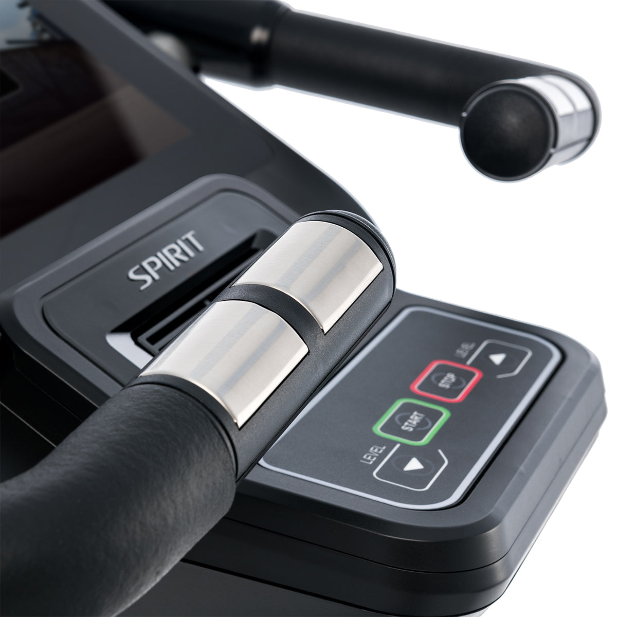 Spirit Fitness CU800ENT light commercial upright bike with touchscreen display and large padded seat