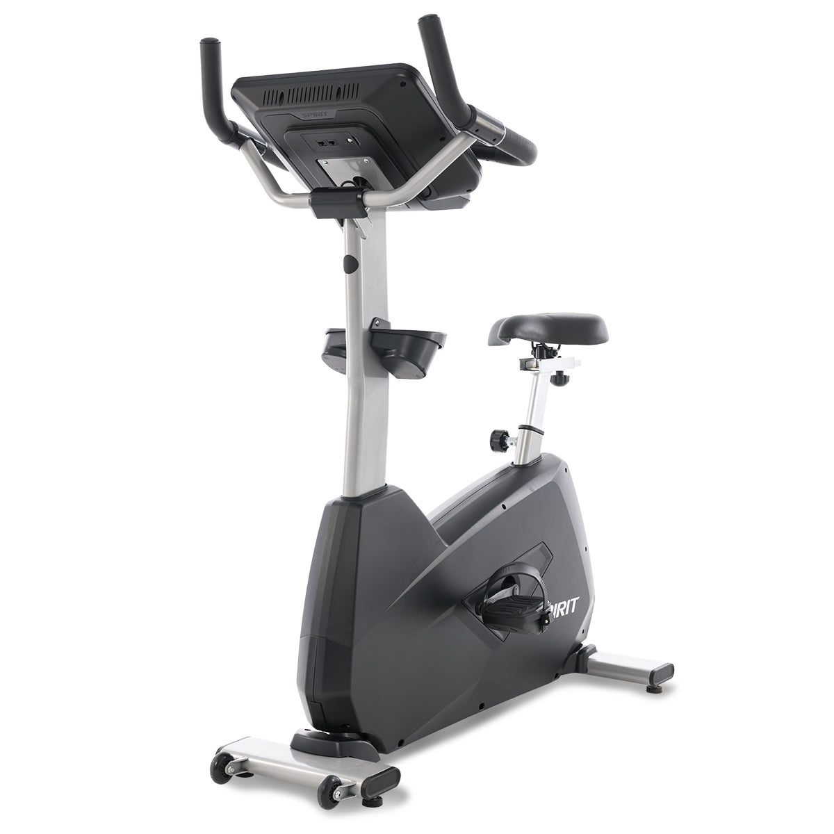 Spirit Fitness CU800ENT light commercial upright bike with touchscreen display and large padded seat