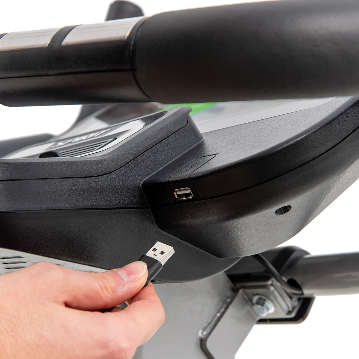 Spirit Fitness CU800ENT light commercial upright bike with touchscreen display and large padded seat