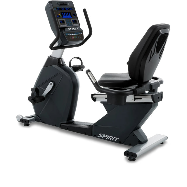 Spirit Fitness CR900 commercial grade recumbent bike with LED display and heart rate hand sensors