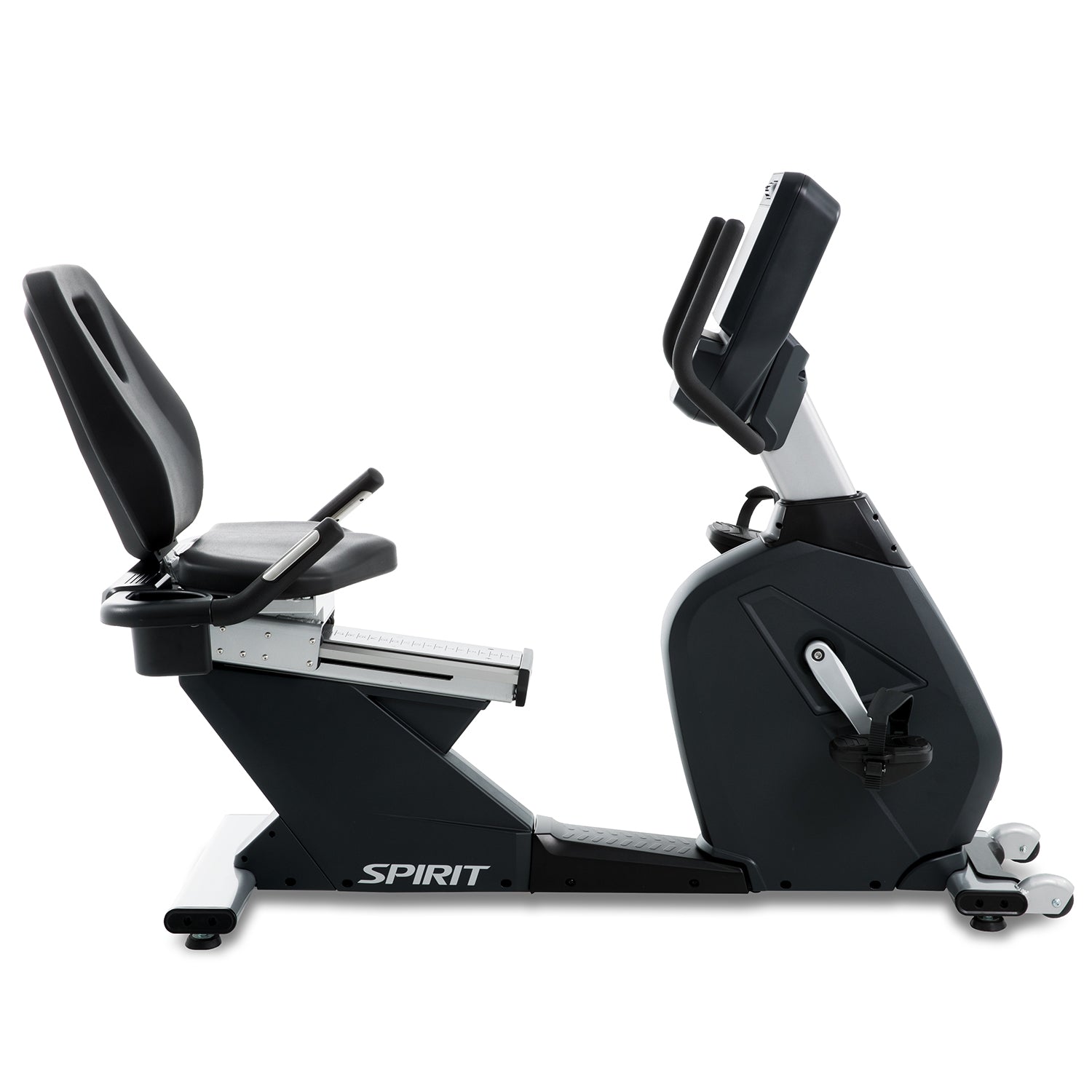 Spirit Fitness CR900 commercial grade recumbent bike with LED display and heart rate hand sensors