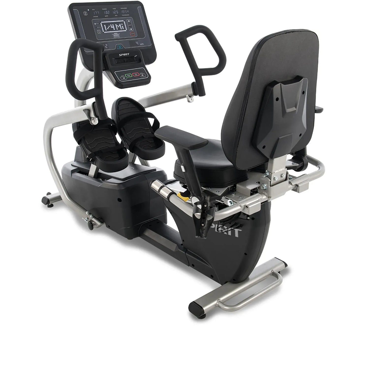 Spirit Fitness CRS800S light commercial recumbent seated stepper with adjustable seat and handles and armrests