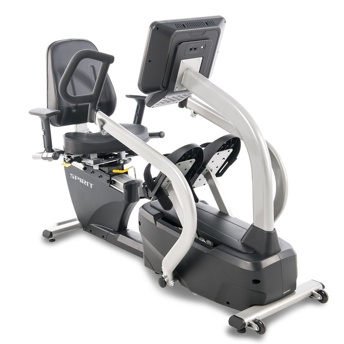 Spirit Fitness CRS800S light commercial recumbent seated stepper with adjustable seat and handles and armrests
