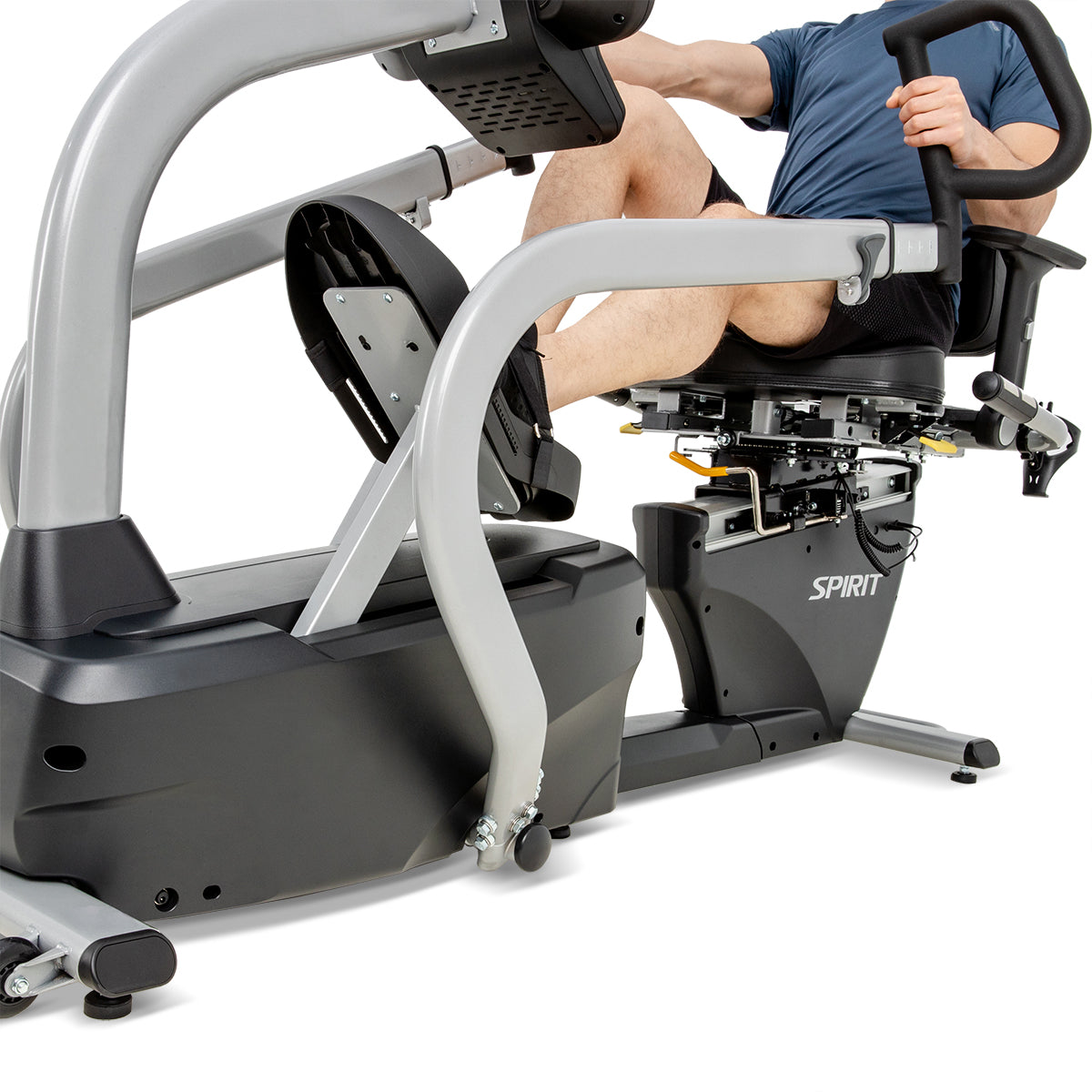 Spirit Fitness CRS800S light commercial recumbent seated stepper with adjustable seat and handles and armrests