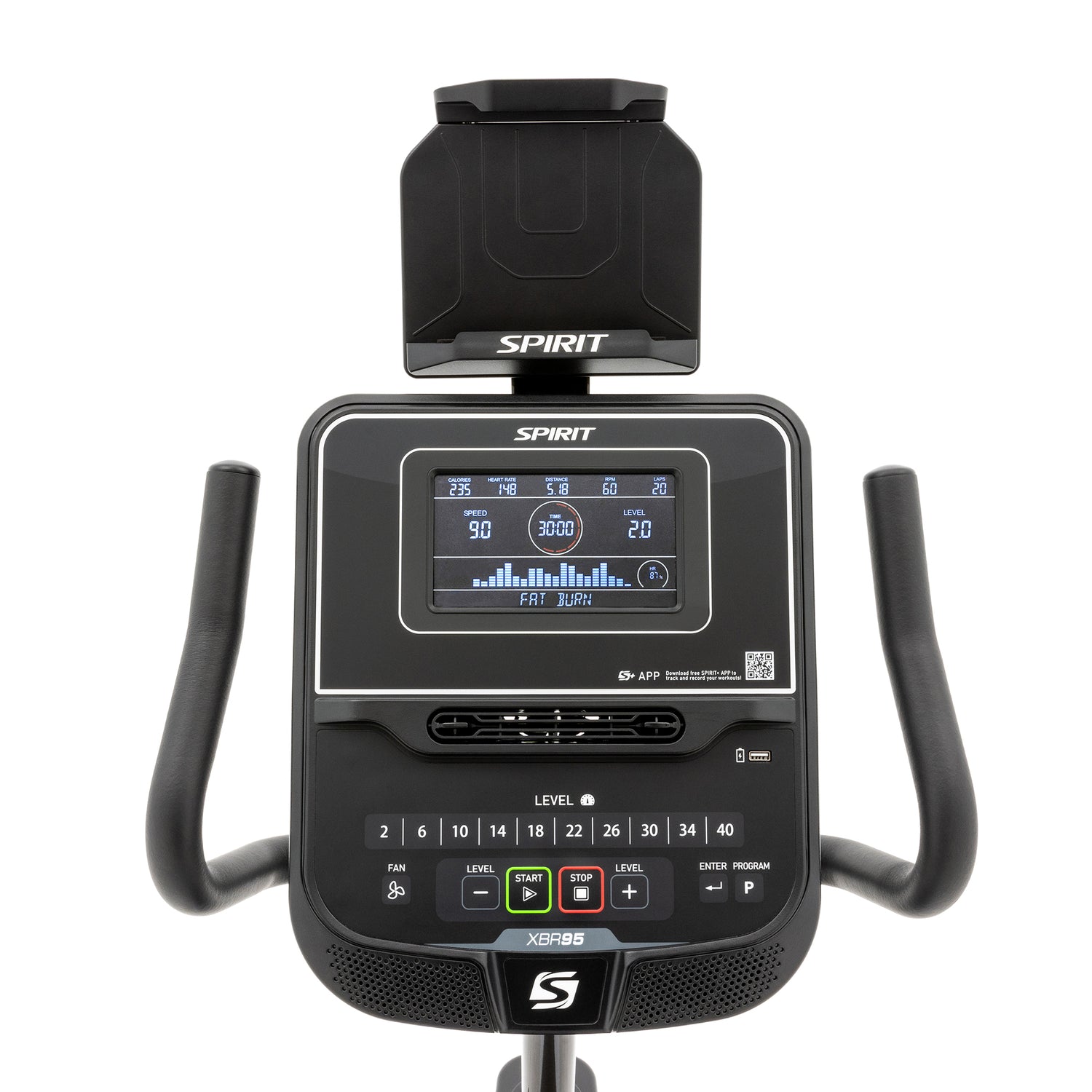 Spirit Fitness XBR95 residential grade recumbent bike with LCD display and adjustable seat