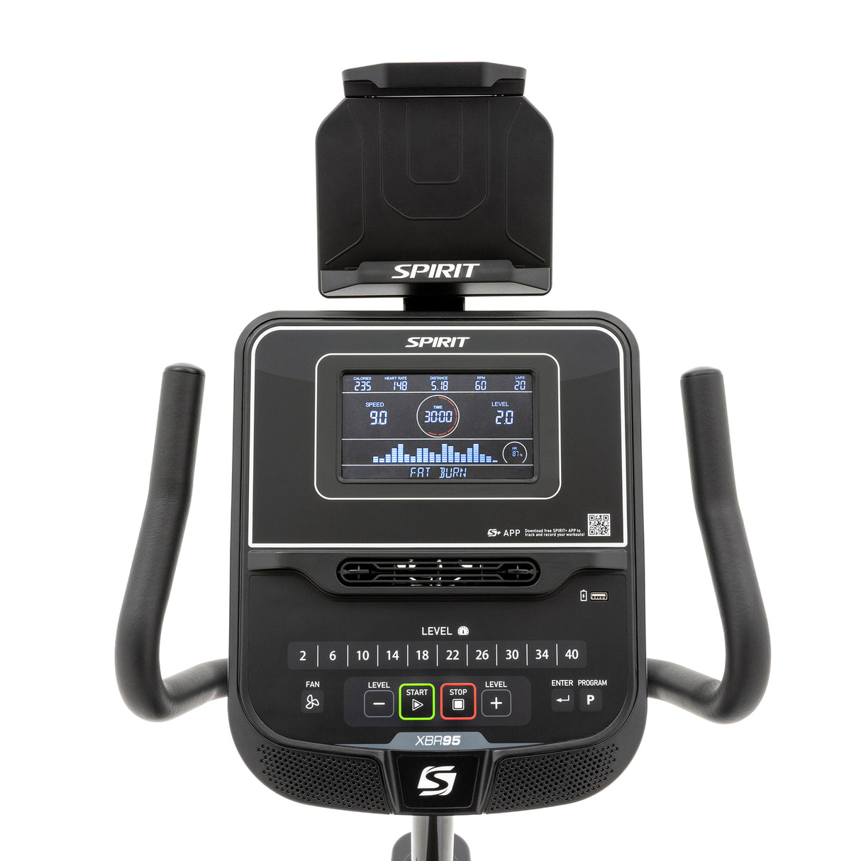 Spirit Fitness XBR95 residential grade recumbent bike with LCD display and adjustable seat