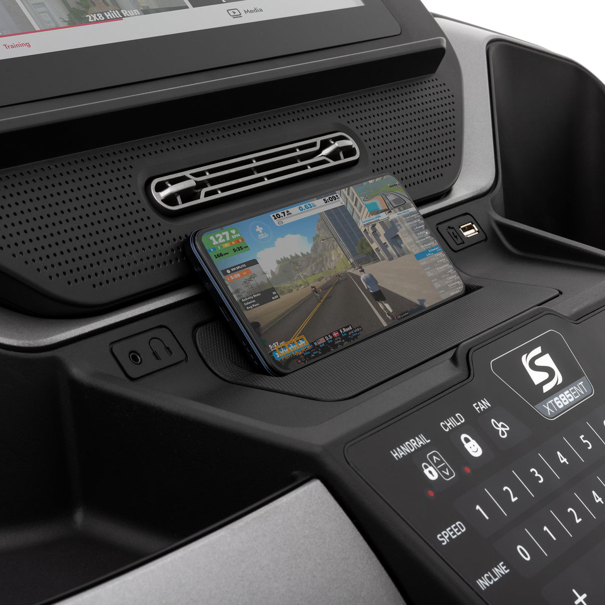 Spirit Fitness XT685 residential grade treadmill with touchscreen display monitor