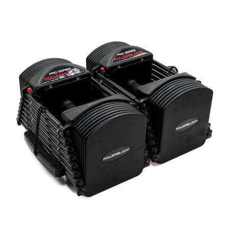 A pair of PowerBlock Pro 50 Dumbbells