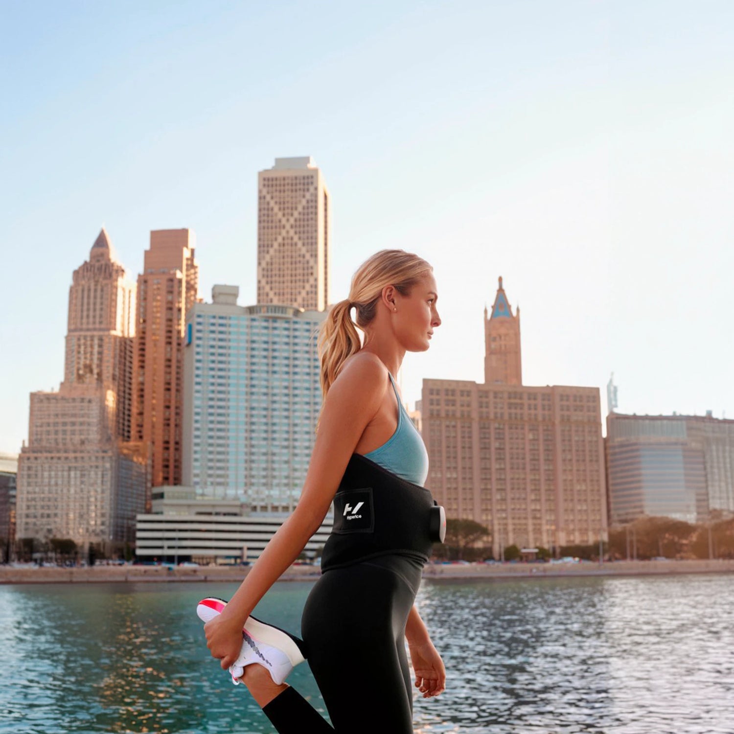 Pad which wraps around your back to provide heat and vibration therapy to increase circulation and decrease pain