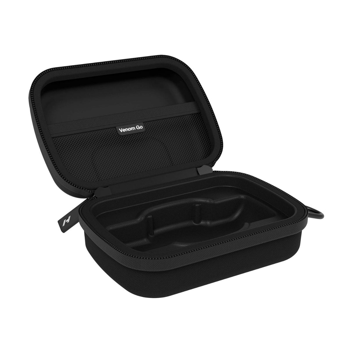 Premium black zip up case which holds the Venom Go made by Hyperice