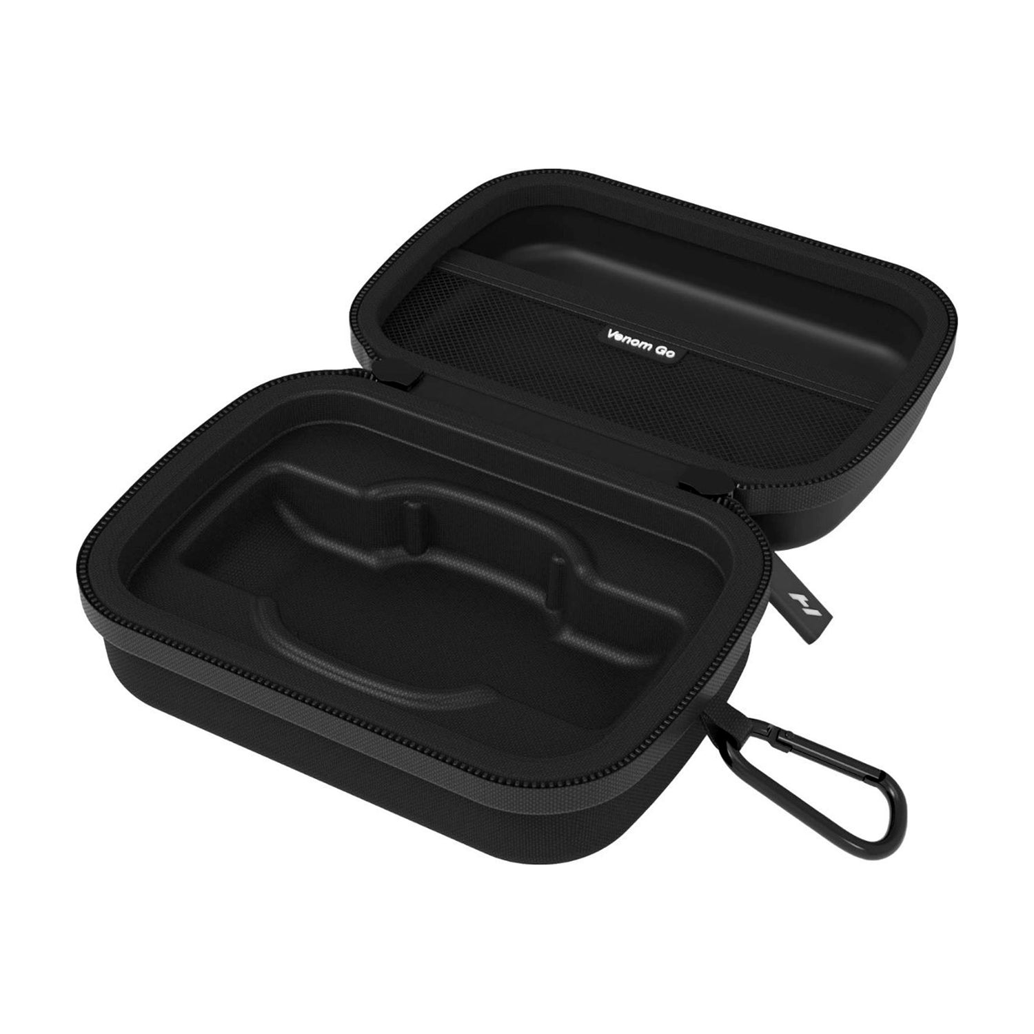 Premium black zip up case which holds the Venom Go made by Hyperice