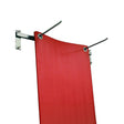 Wall mounted exercise mat storage rack with mat hanging on it