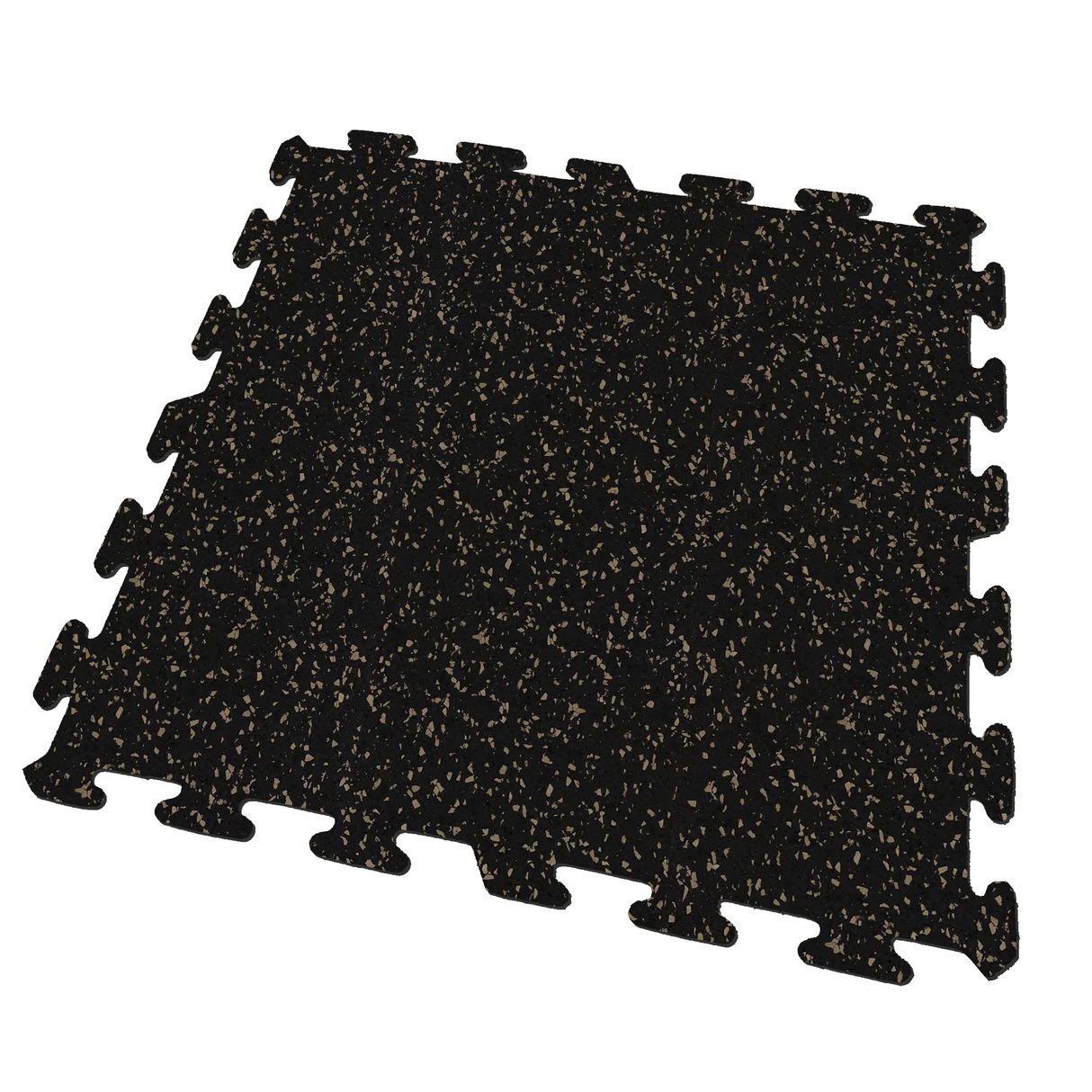 A black and brown Ecore Athletic interlocking rubber gym flooring tile for homes