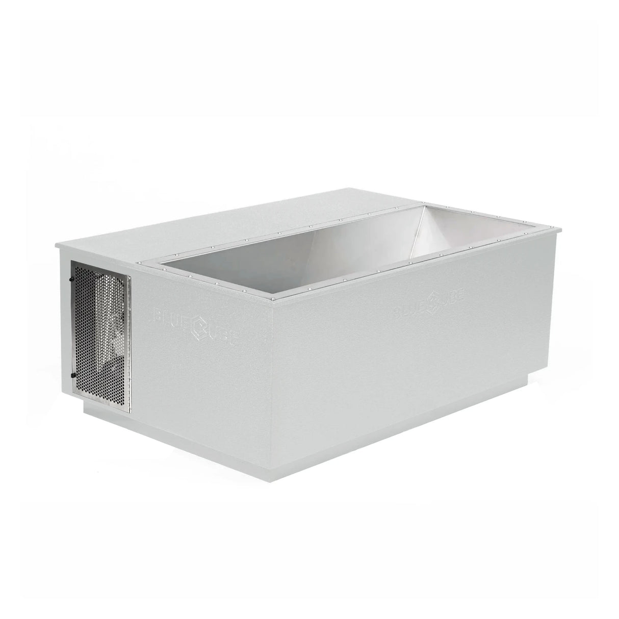 White BlueCube CoreChill 3 Elite Cold Plunge Tub with line-x coating which is commercial grade and handmade in America