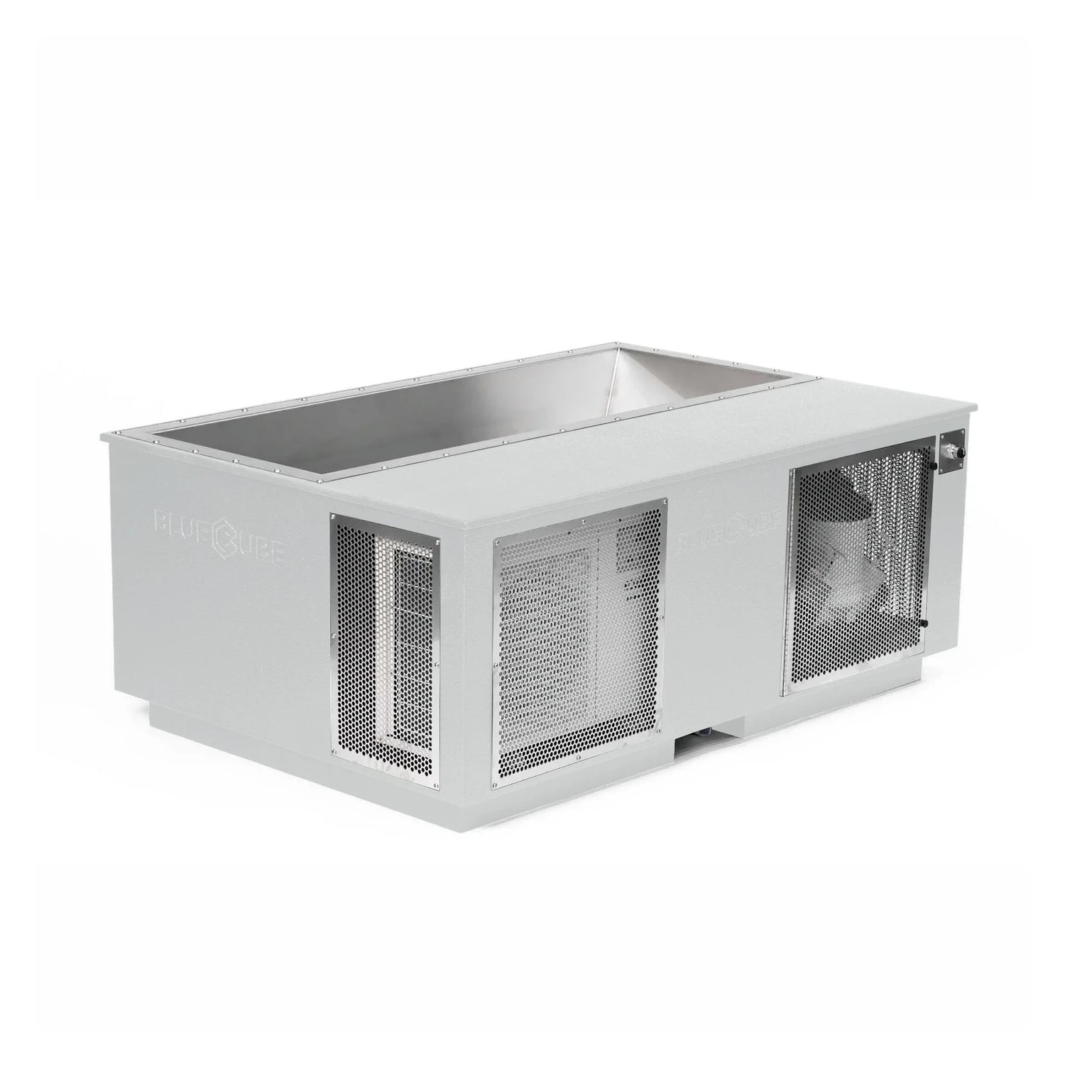 White BlueCube CoreChill 3 Elite Cold Plunge Tub with line-x coating which is commercial grade and handmade in America