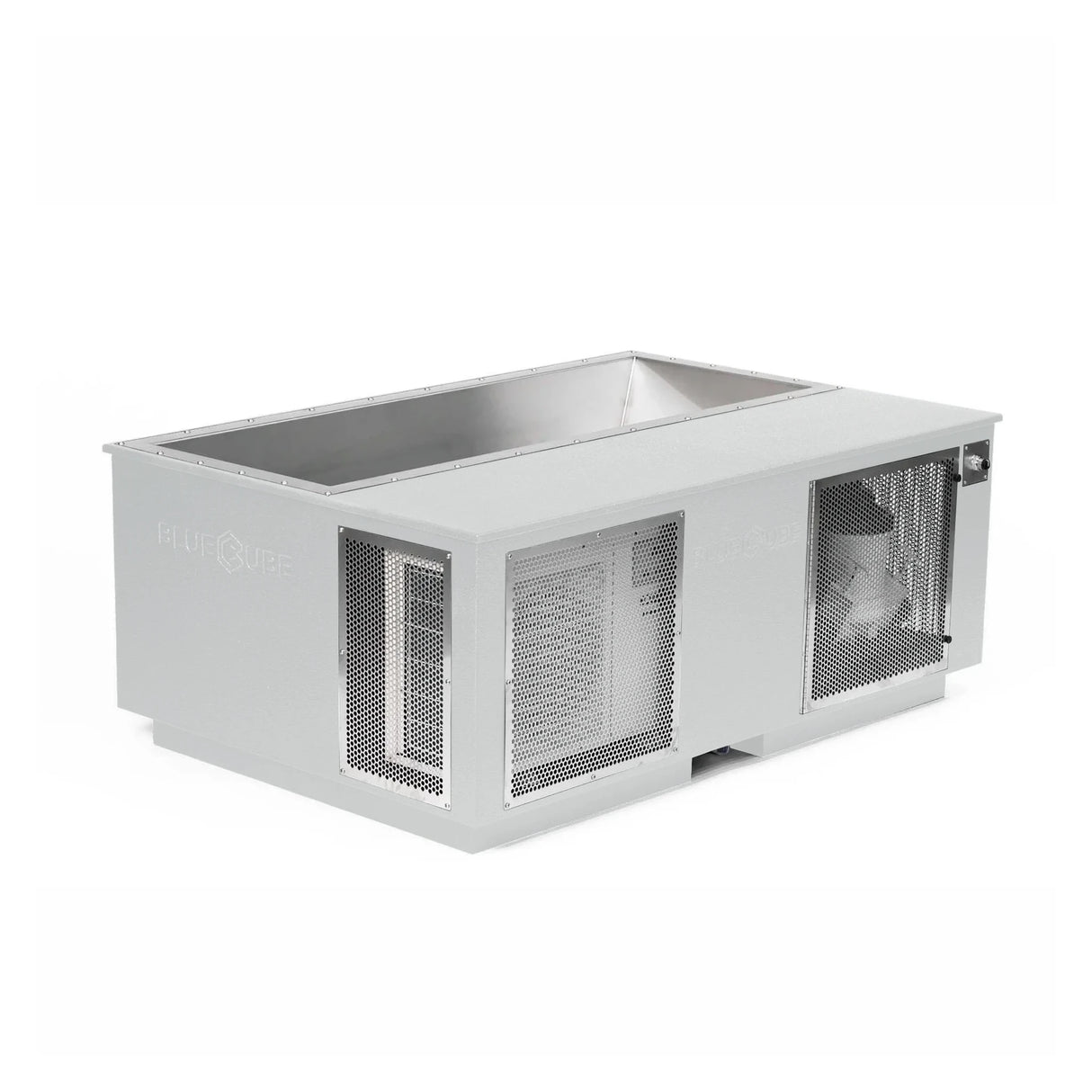 White BlueCube CoreChill 3 Elite Cold Plunge Tub with line-x coating which is commercial grade and handmade in America