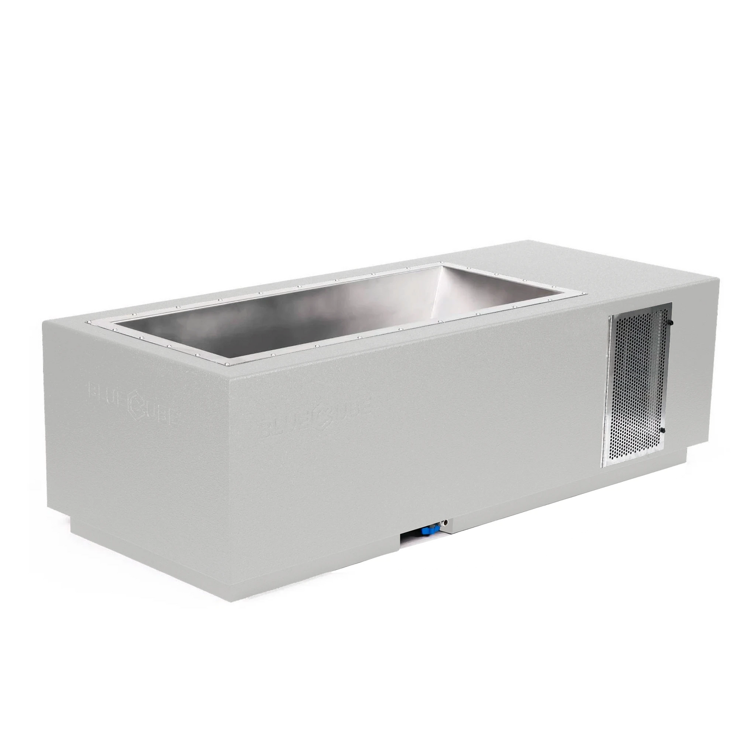 White BlueCube CoreChill 1 Cold Plunge Tub with line-x coating which is commercial grade and handmade in America