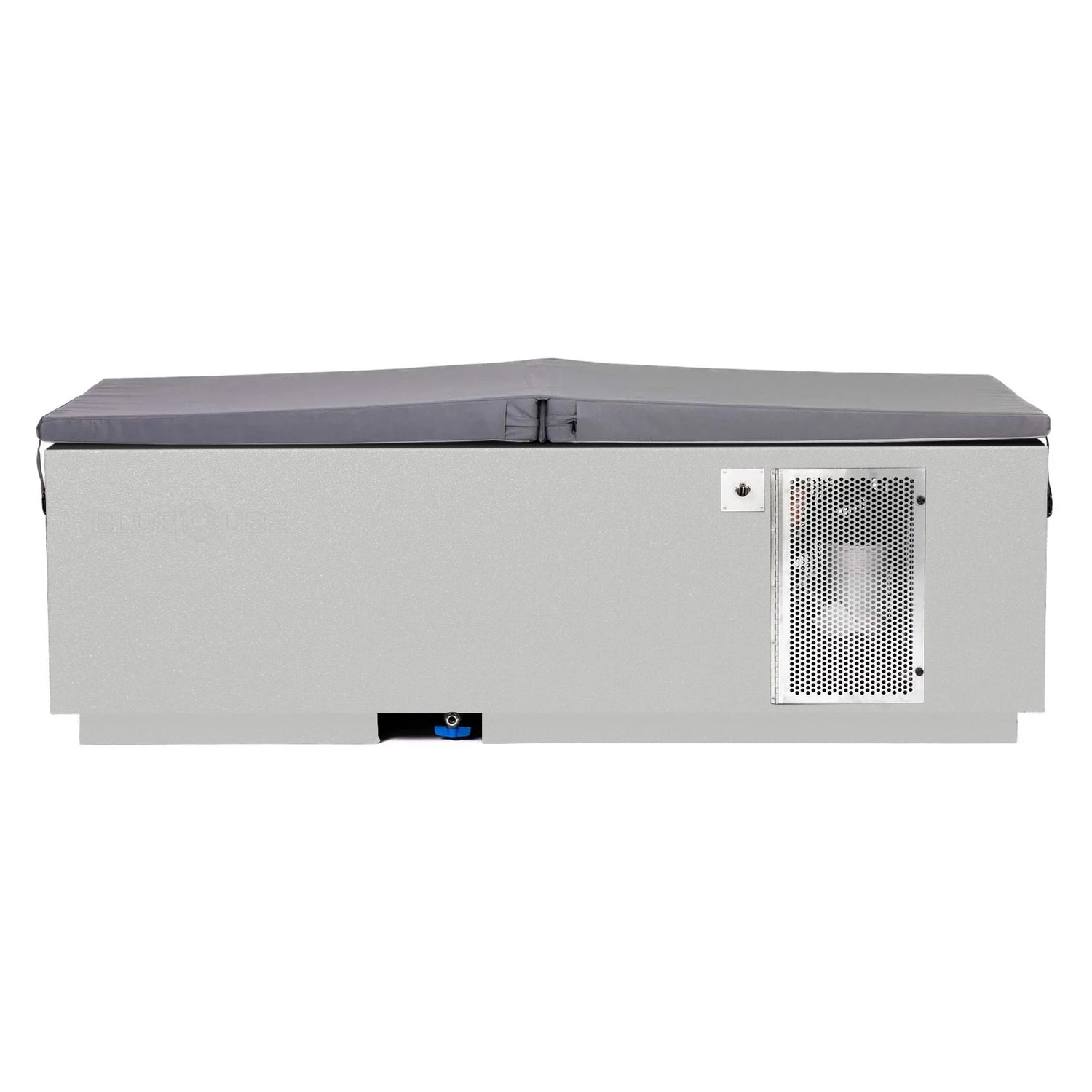 White BlueCube CoreChill 3 Cold Plunge Tub with spa cover which is commercial grade and handmade in America