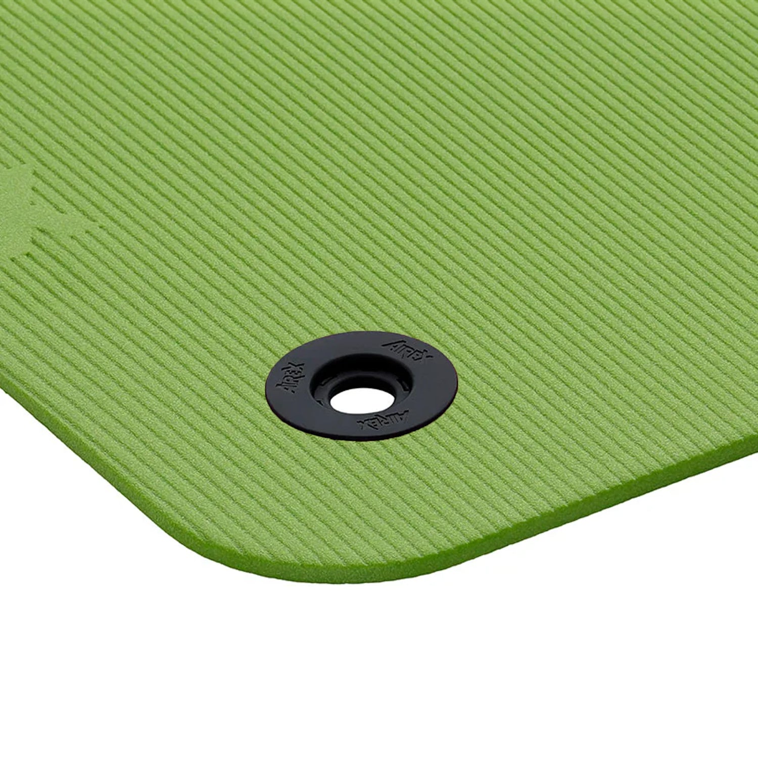 Affordable commercial grade exercise mat with eyelets for hanging