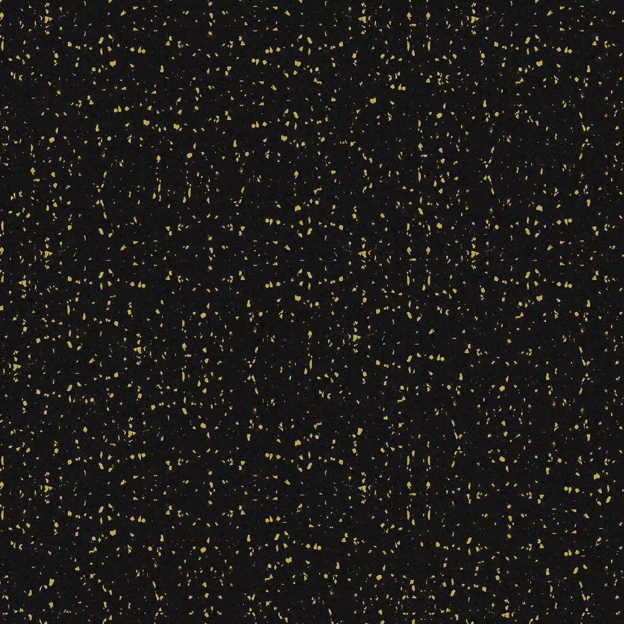 The ECORE Rubber Floor Tiles - 8mm Interlocking by ECORE Athletic feature a black background with a dense, random pattern of small yellow dots, evoking the look of a starry night sky or scattered particles.