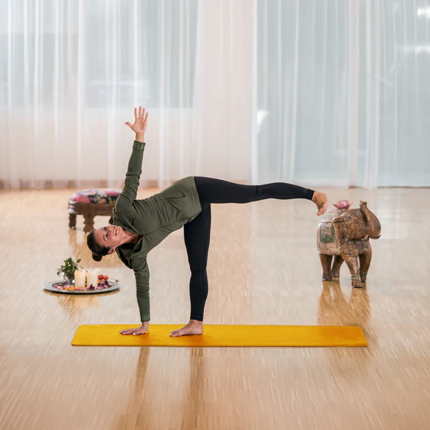 Yellow commercial caliber yoga mat