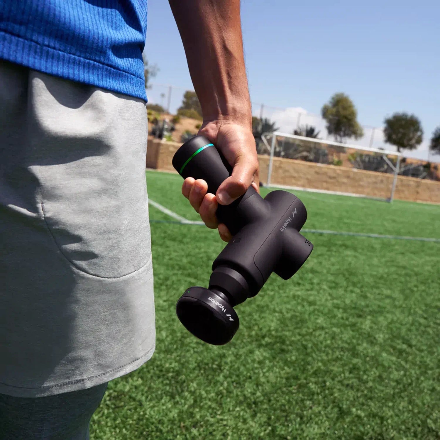 Percussion massage gun heated head attachment made by Hyperice for Hypervolt brand massage guns