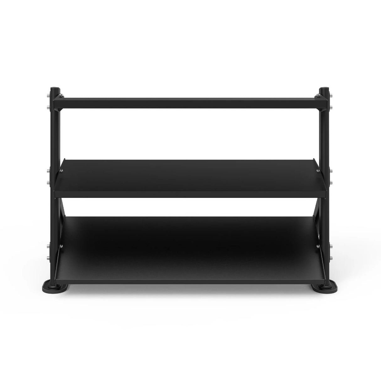 Straight-on front view of the Spirit Fitness CSF-3TDB 3-Tier Adjustable Dumbbell Rack showing the three shelf tiers.