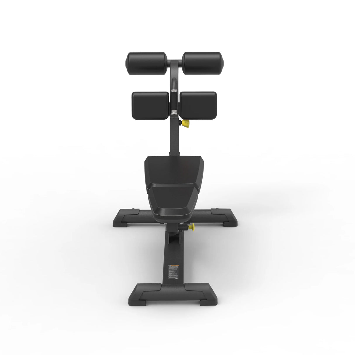 Front view of the Spirit Fitness CSF-AABB Adjustable Ab Bench showing the angled backrest rollers and seat pad on a black frame.