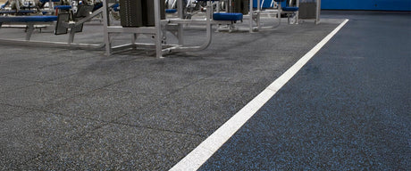 ECORE UltraTiles next to ECORE Rally rolled rubber in a gym