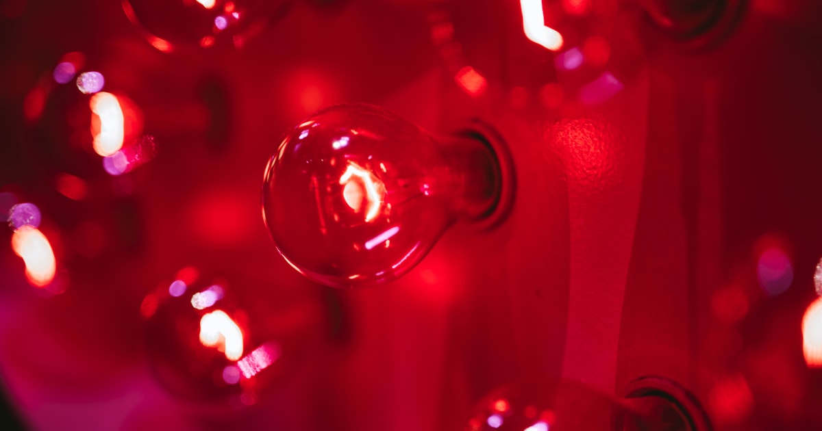 selective photo of red bulb lights