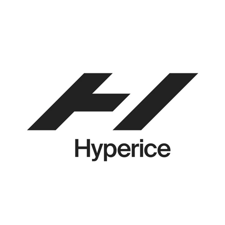 The image shows the black Hyperice logo, featuring a stylized H above the word Hyperice in bold black letters on a white background.