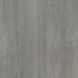 A close-up of ECORE Baller Motivate Laminate Roll - 7mm Class 1 Flooring by ECORE Athletic, featuring gray planks with subtle grain and a smooth matte finish for a modern, neutral look.
