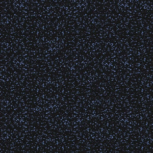 The ECORE Athletic Basic Fit Rubber Roll - 8mm Flooring features a black background with scattered blue specks, resembling a starry night sky or confetti.