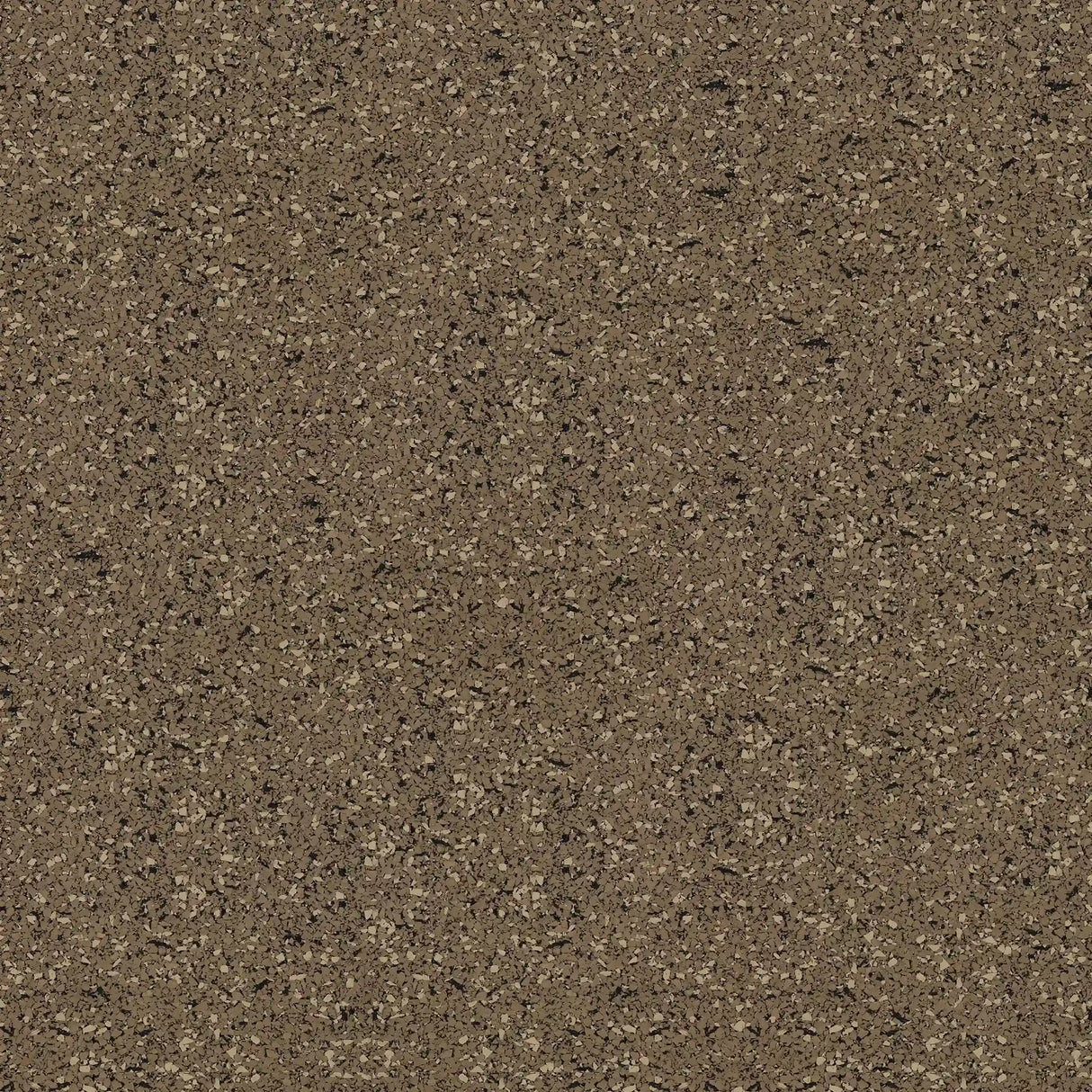 Close-up of ECORE Performance UltraTile - 1" Rubber Tile by ECORE Athletic, featuring a coarse brown surface with light and dark speckles that resembles asphalt or rough sandpaper.