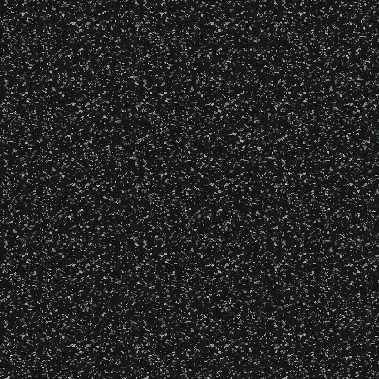ECORE Athletic’s ECORE Basic Fit Rubber Roll - 8mm Flooring features a black background with white and gray speckles, similar to static noise or TV static.