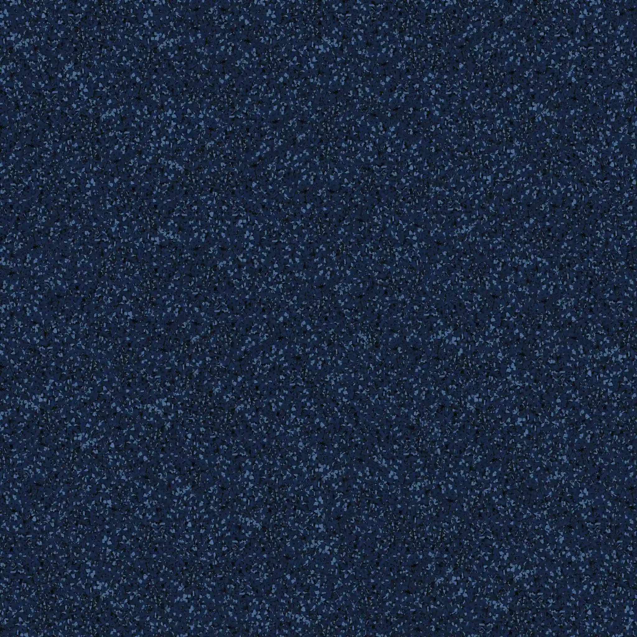 The ECORE Athletic Performance Motivate Plus Rubber Roll - 10.5mm flooring features a dark blue background with small, irregular light blue speckles, giving it a starry or grainy textured appearance throughout.