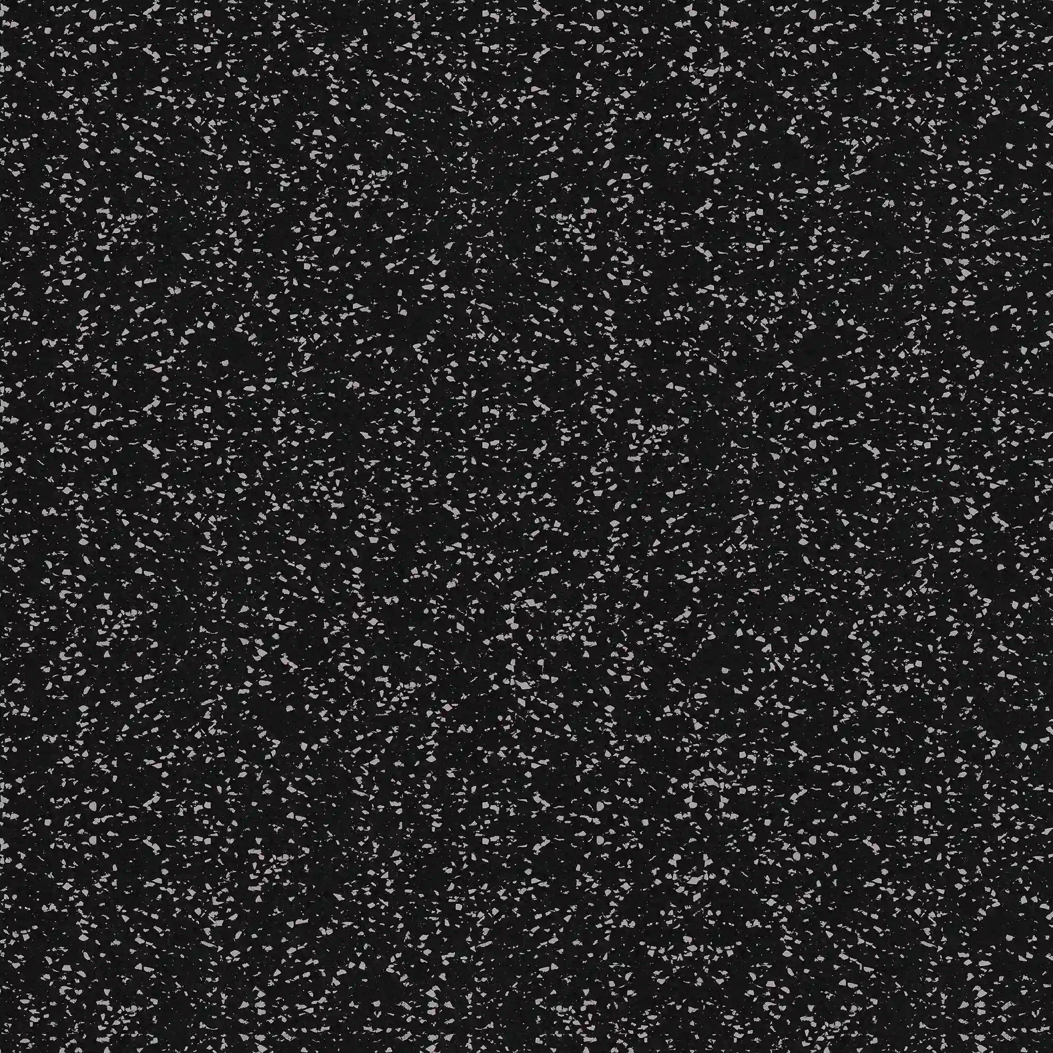 The ECORE Athletic ECORE Performance Motivate Plus Rubber Roll - 10.5mm Flooring features a dense pattern of small white specks scattered randomly on a solid black background, resembling static noise or a star-filled night sky.