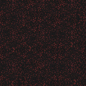 The ECORE Performance Rally Rubber Roll - 14.5mm Flooring by ECORE Athletic features a black surface with irregular red speckles and flecks, creating a textured, abstract pattern.