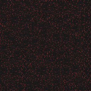 The ECORE Athletic Basic Fit Rubber Roll - 8mm features a black surface with random small red speckles, creating a textured, starry-night look that adds depth and visual contrast to any space.
