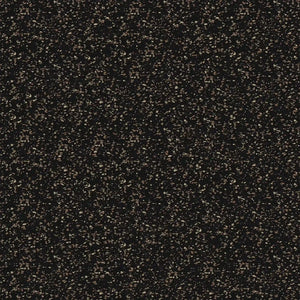 The ECORE Basic Fit Rubber Roll - 8mm Flooring by ECORE Athletic features a black surface densely speckled with tiny beige and light brown dots, creating a pattern reminiscent of grains scattered over a dark background.