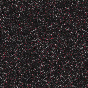 The ECORE Athletic Performance Rally Rubber Roll - 14.5mm Flooring features a black surface with evenly distributed red, white, and gray flecks, resembling rubber flooring with a composite texture.