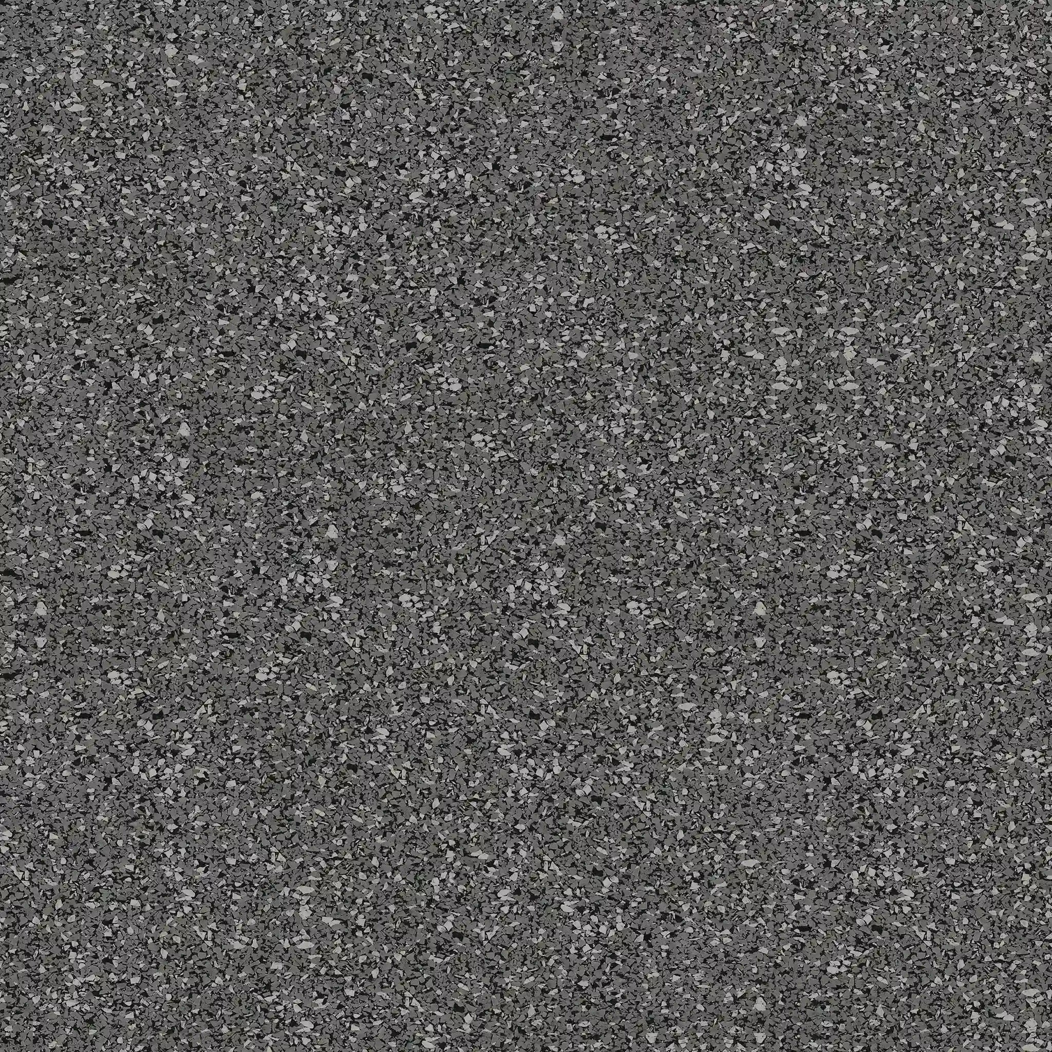 Close-up of ECORE Performance Motivate Plus Rubber Roll - 10.5mm Flooring by ECORE Athletic, featuring a rough, speckled gray surface with small black, white, and gray flecks evenly distributed throughout the texture.